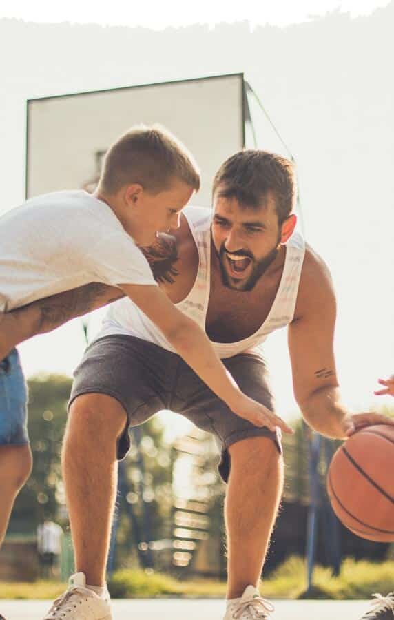 Playing basketball