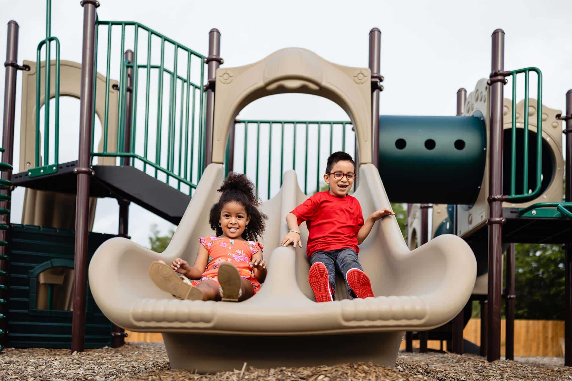 Kids on slide on playground